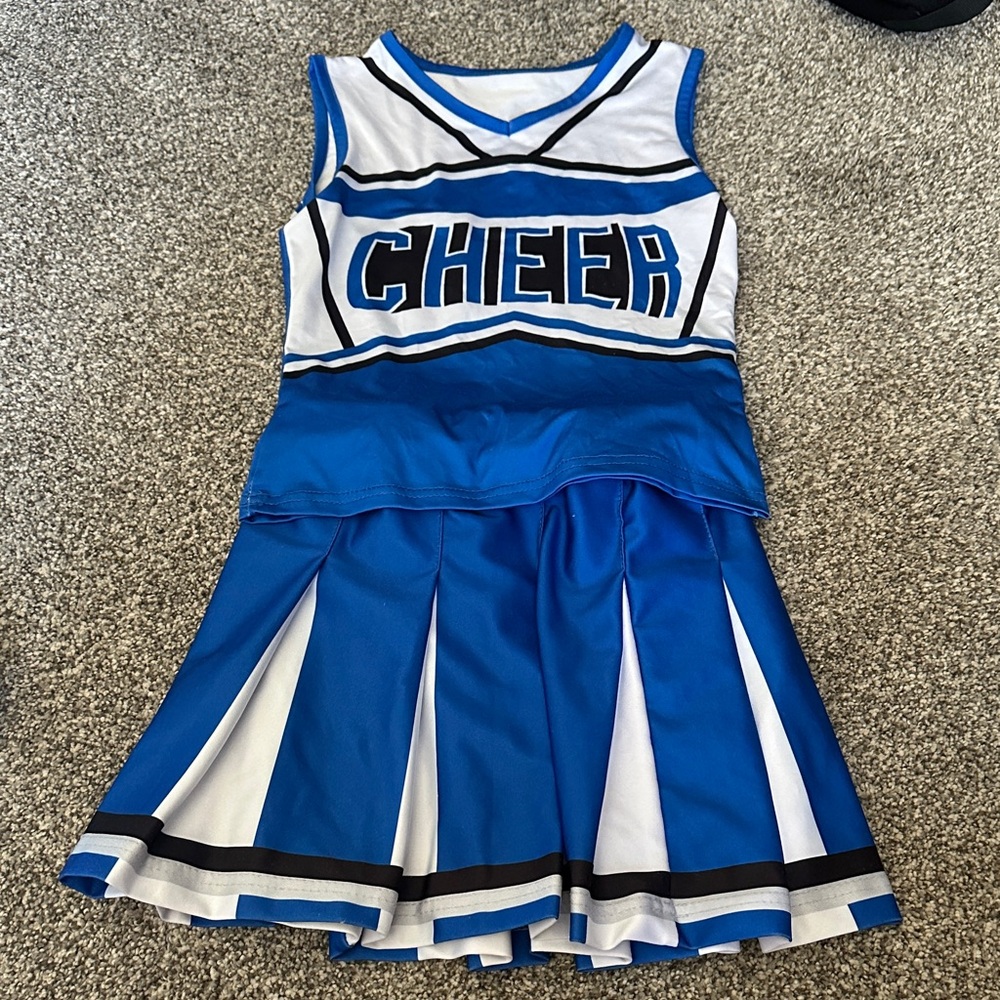 Blue and White Cheerleading Outfit